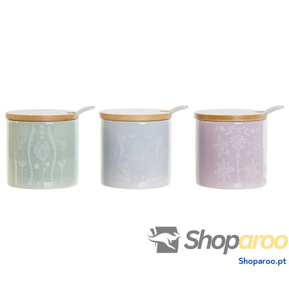 Açucareiro DKD Home Decor Azul Verde Lilás Bambu Dolomite 7,5 x cm (3 Unidades)