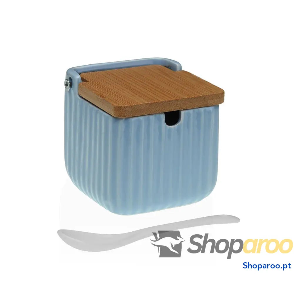 Açucareiro Versa Azul Cerâmica Bambu Dolomite 8,3 x cm