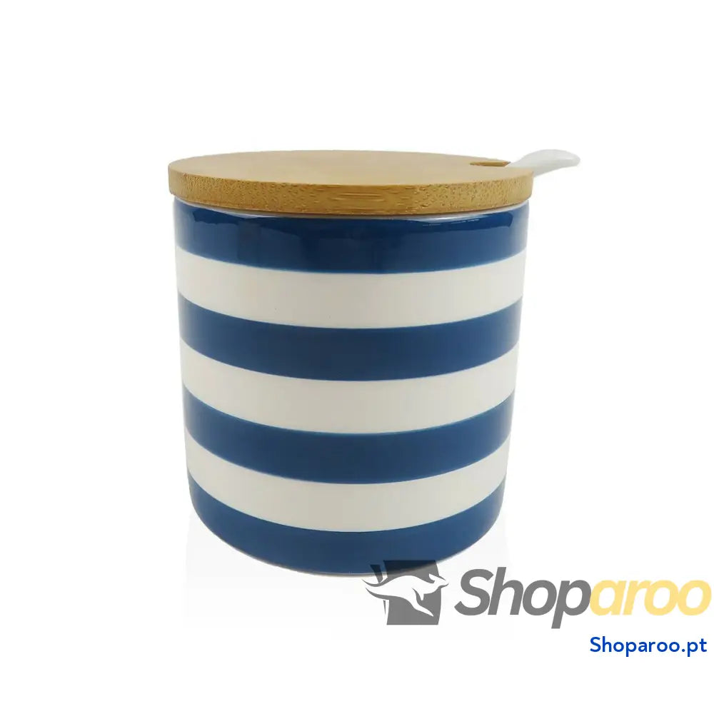 Açucareiro Versa Azul Cerâmica Dolomite 8 x cm Riscas Redondo