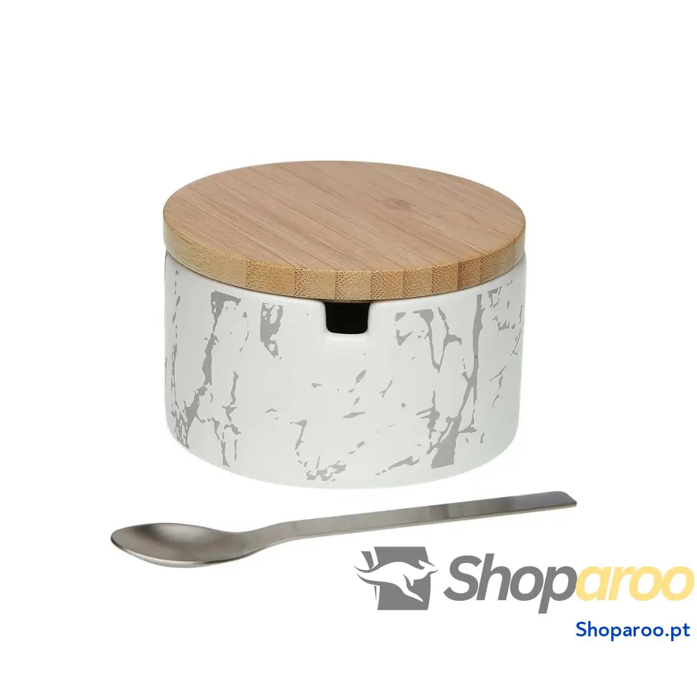 Açucareiro Versa Cerâmica Bambu Aço Dolomite 12 x 6,5 10 cm