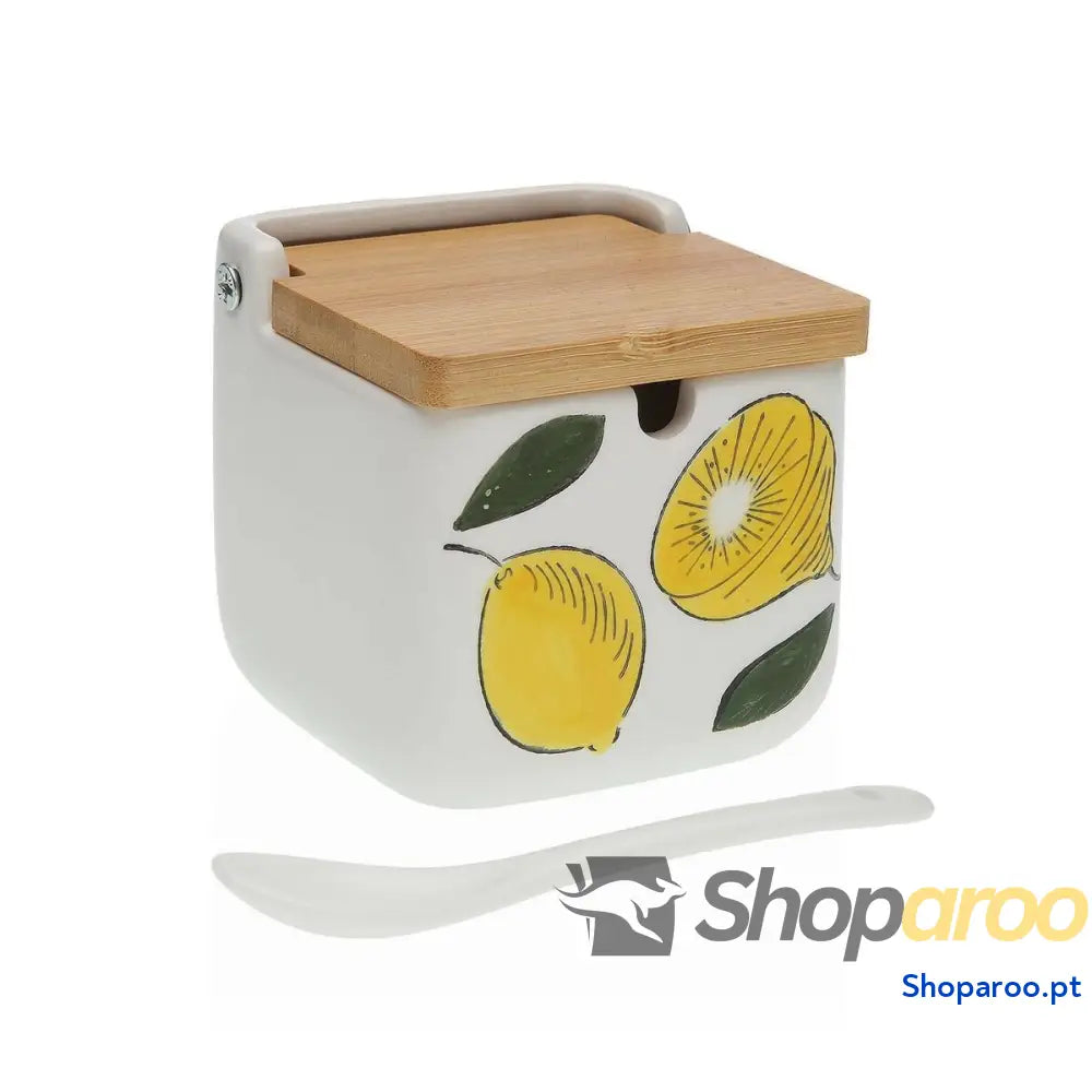 Açucareiro Versa Cerâmica Bambu Porcelana Dolomite 8 x cm Limão