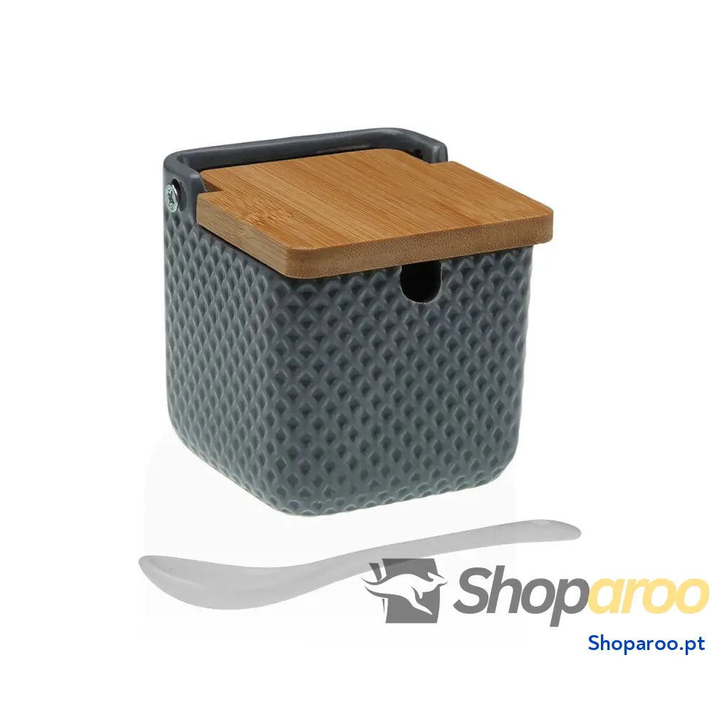 Açucareiro Versa Cinzento Cerâmica Bambu Dolomite 8,3 x cm