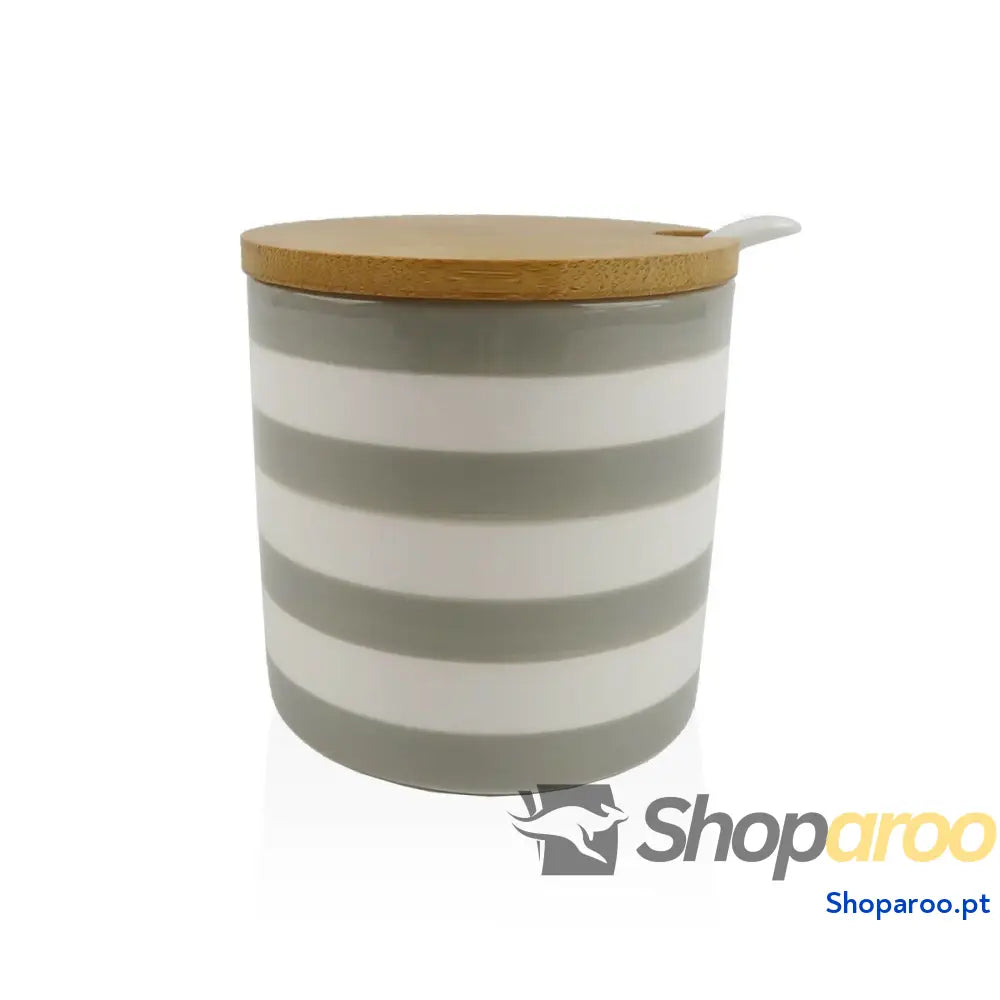 Açucareiro Versa Cinzento Cerâmica Dolomite 8 x cm Riscas Redondo