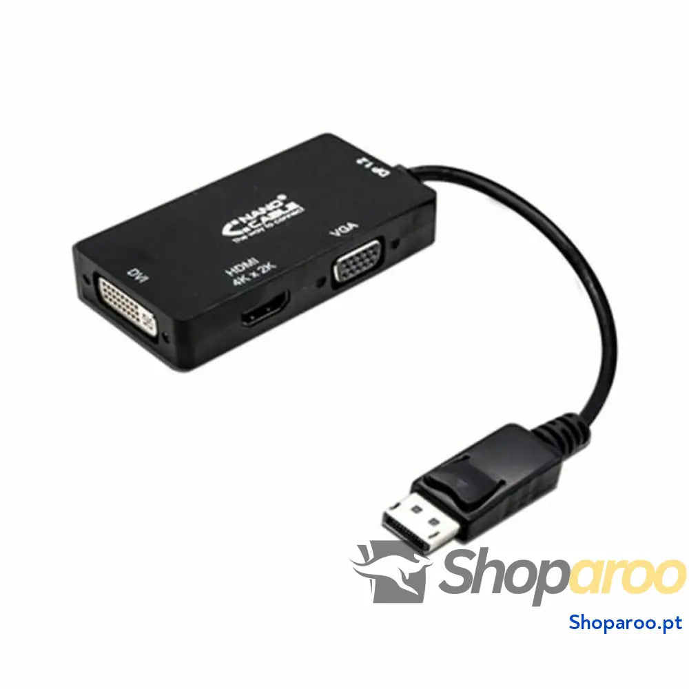 Adaptador DisplayPort para VGA/DVI/HDMI 3 en 1 NANOCABLE 10.16.3301-BK Preto
