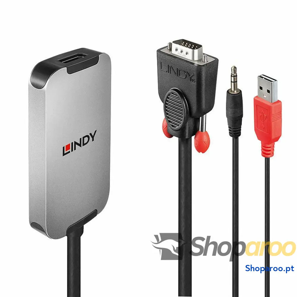 Adaptador DisplayPort para VGA LINDY 38296 Preto