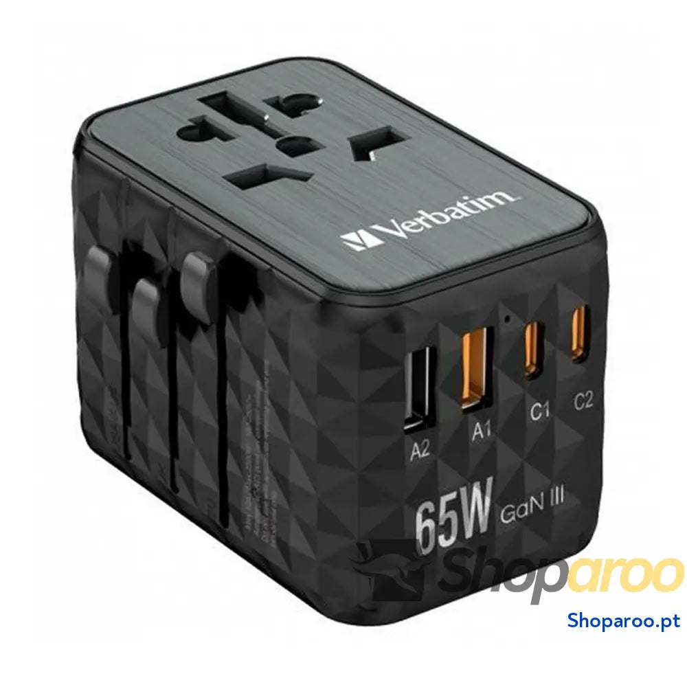 Adaptador universal Verbatim Preto Cinzento 65 W