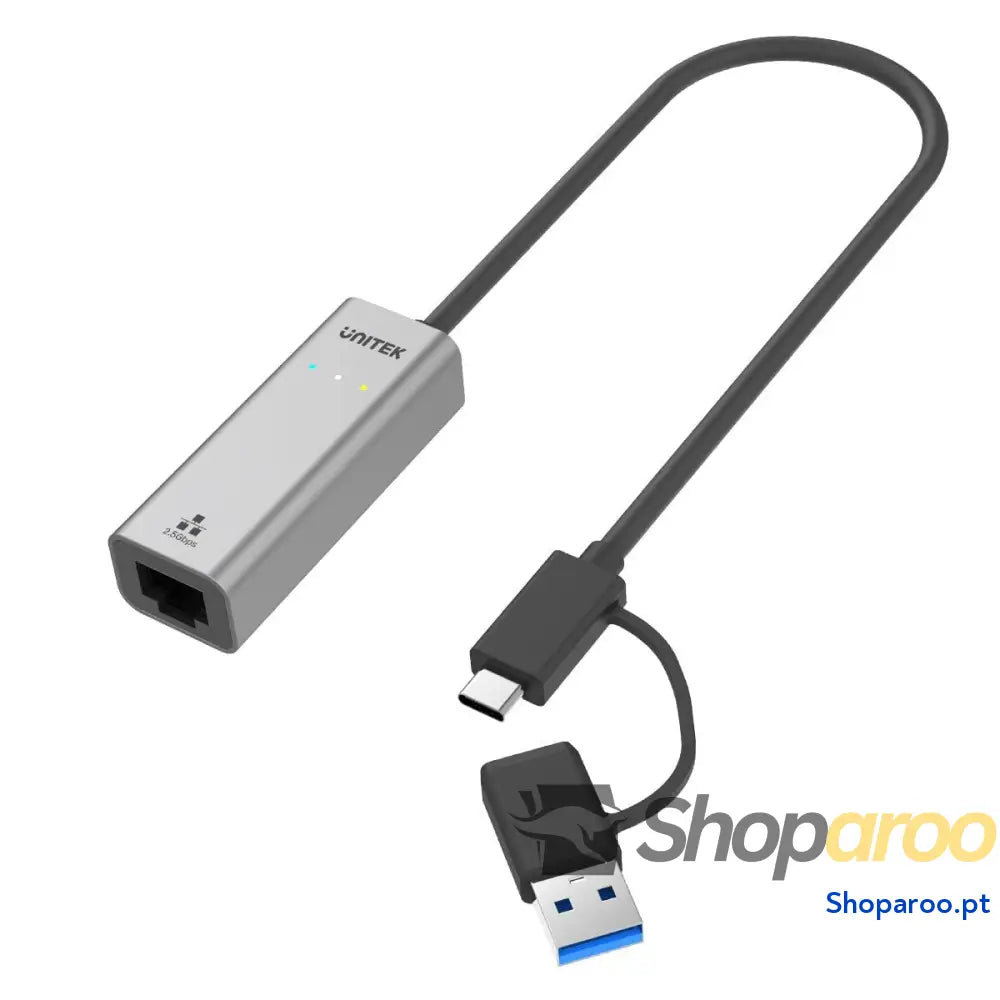 Adaptador USB-C para Ethernet Unitek U1313C Cinzento 30 cm