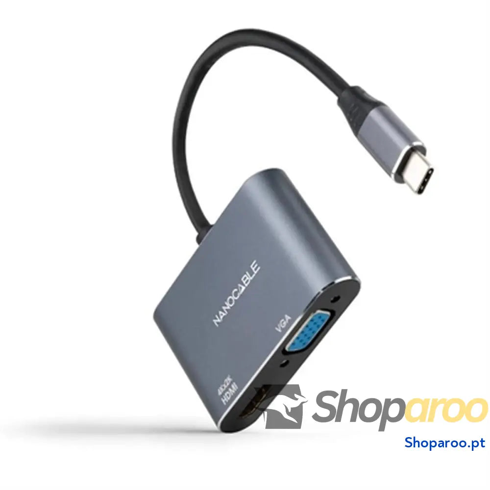 Adaptador USB-C para VGA/HDMI NANOCABLE 10.16.4303 Cinzento 4K Ultra HD