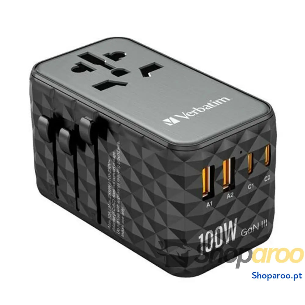 Adaptador Verbatim Preto Cinzento 100 W