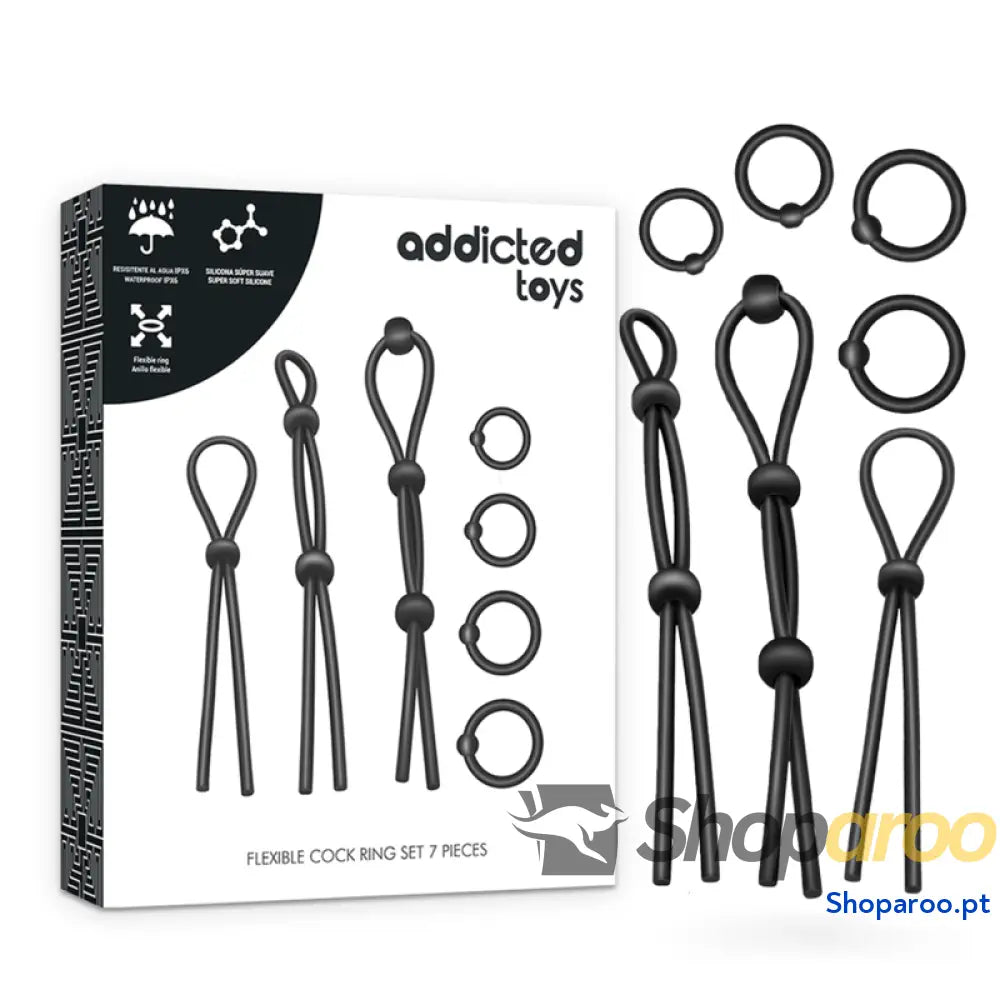 ADDICTED TOYS - CONJUNTO DE ANÉIS PARA GALO DE SILICONE FLEXÍVEL 7 PEAS