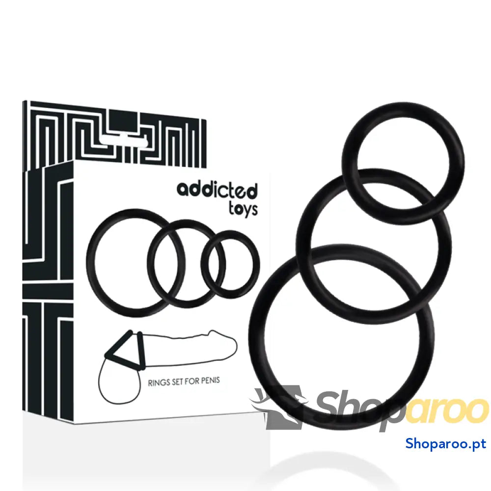 ADDICTED TOYS - CONJUNTO DE ANÉIS DE PARA PÉNIS PRETO