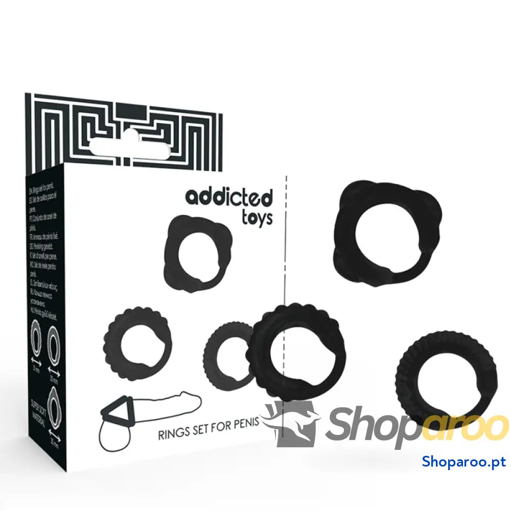 ADDICTED TOYS - CONJUNTO DE ANEL C - PRETO