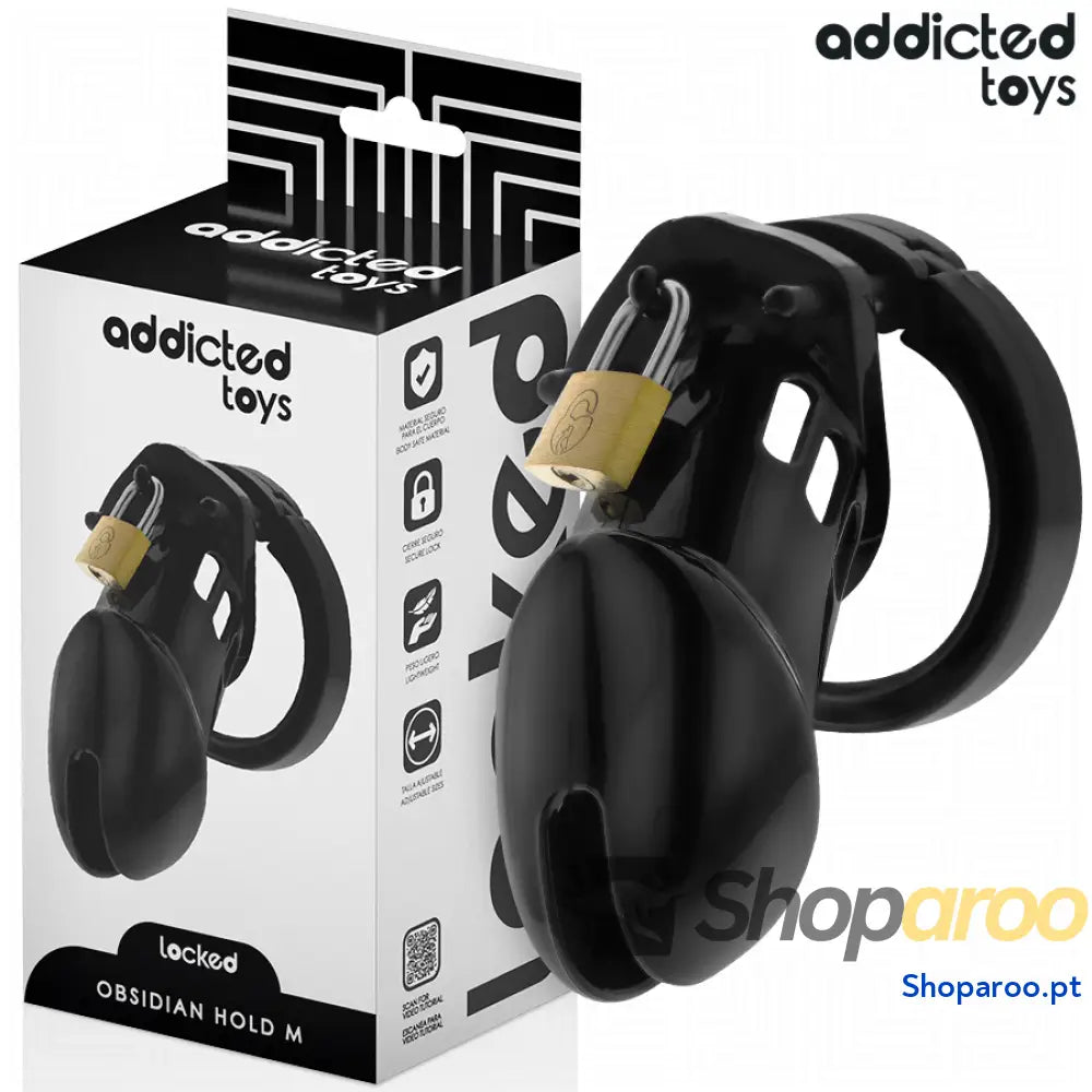 ADDICTED TOYS LOCKED - GAIOLA DE PÊNIS DE OBSIDIANA TAMANHO M