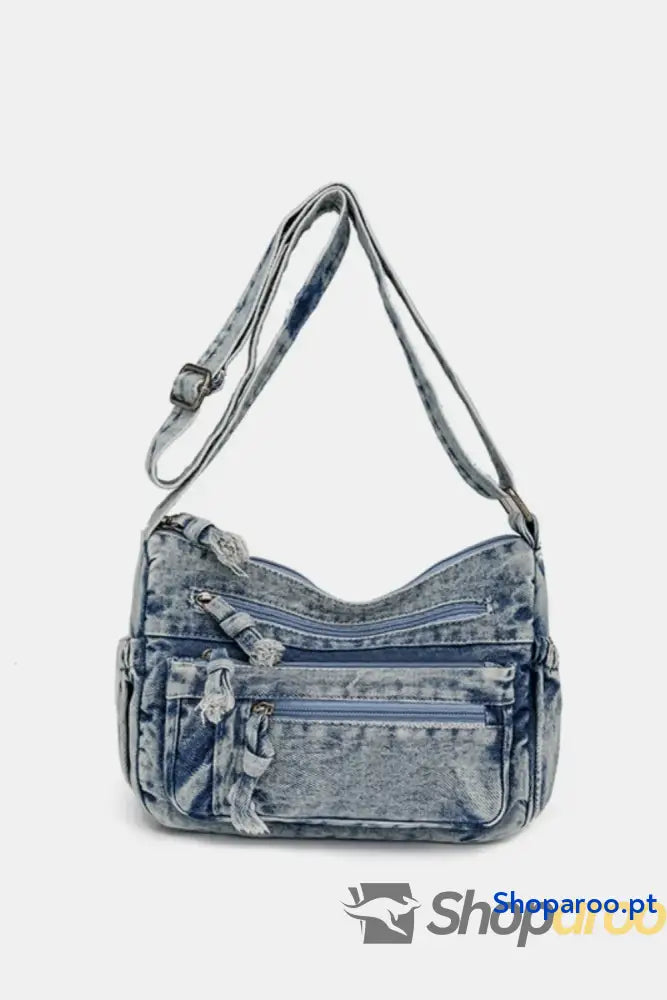 Adjustable Strap Denim Crossbody Bag