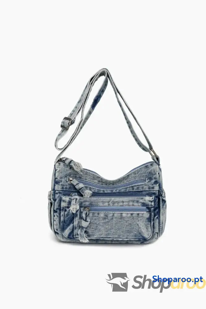 Adjustable Strap Denim Crossbody Bag