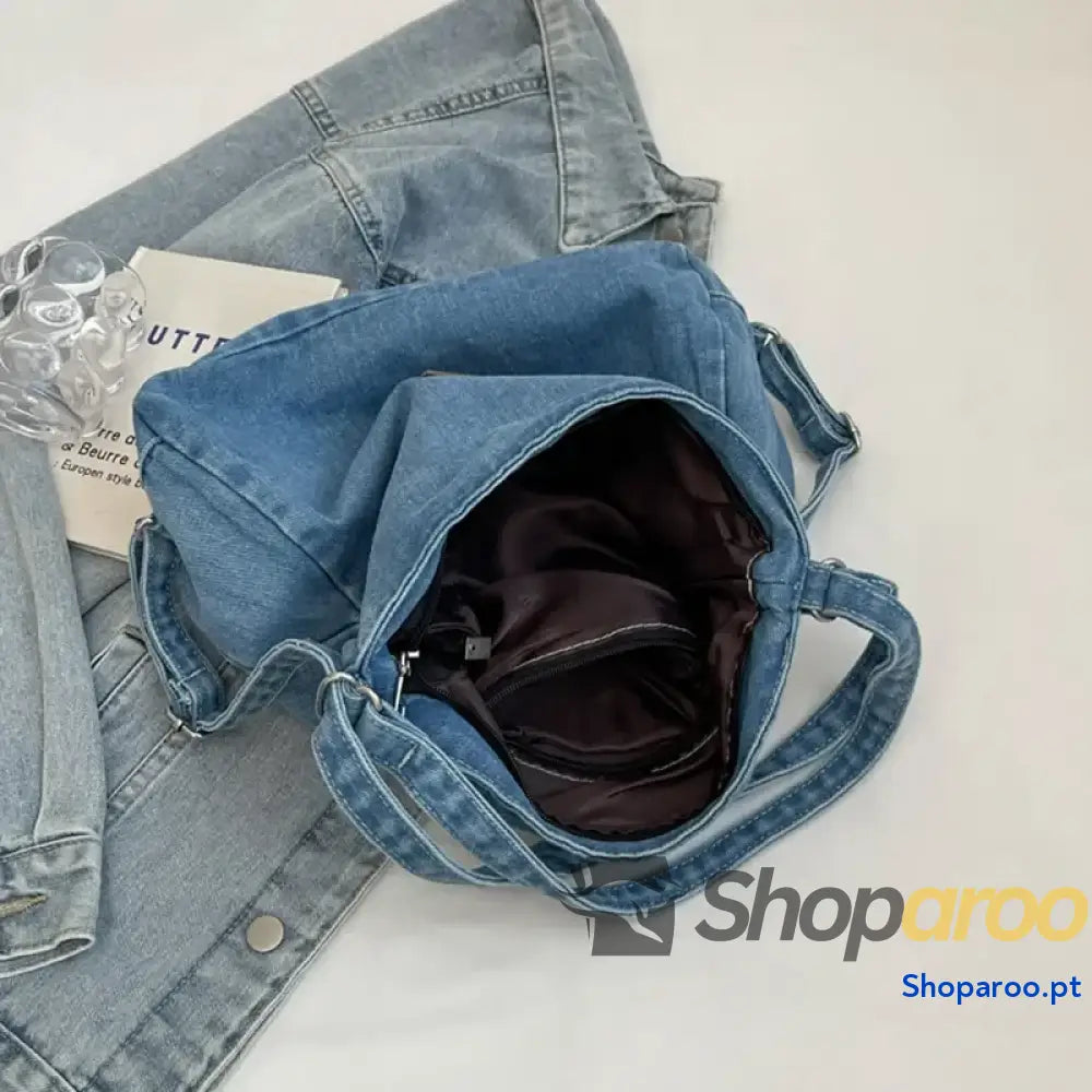 Adjustable Strap Denim Shoulder Bag