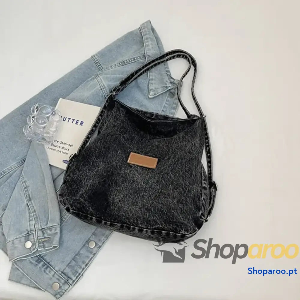 Adjustable Strap Denim Shoulder Bag
