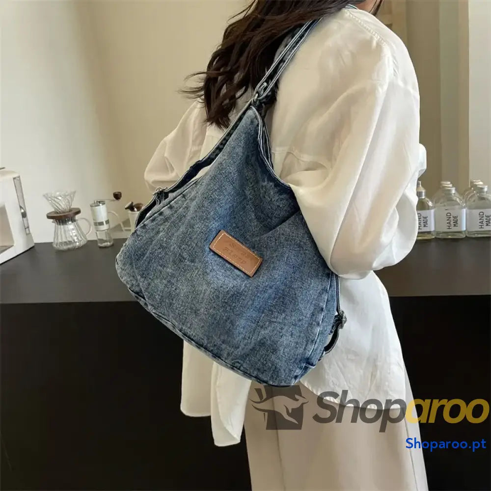 Adjustable Strap Denim Shoulder Bag