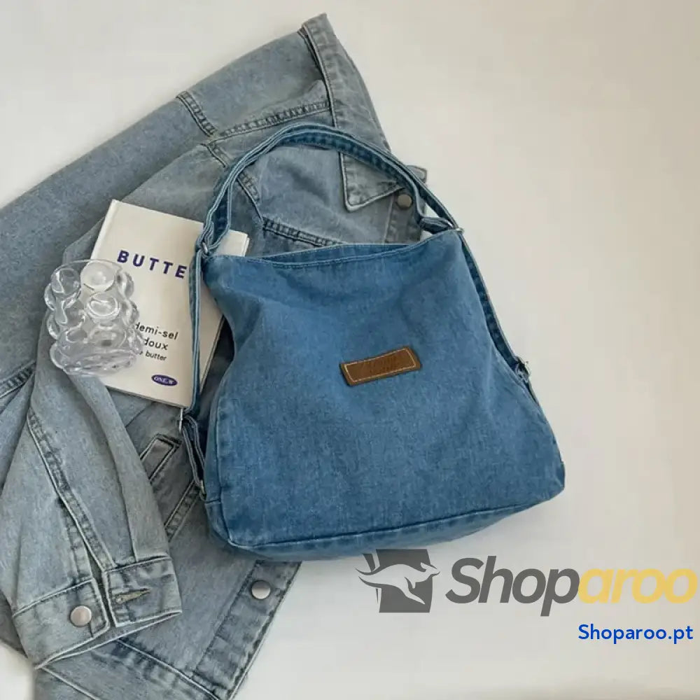 Adjustable Strap Denim Shoulder Bag