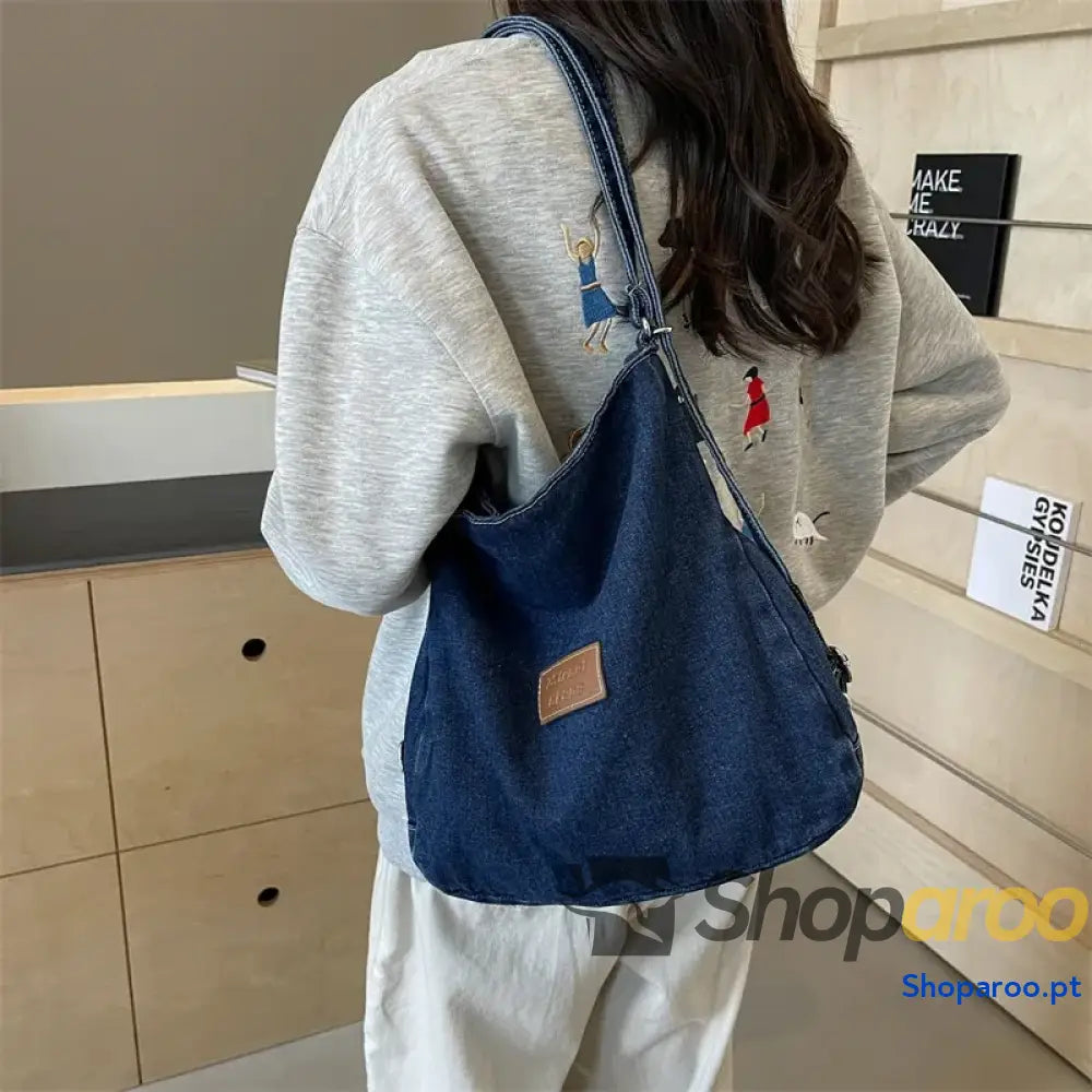 Adjustable Strap Denim Shoulder Bag