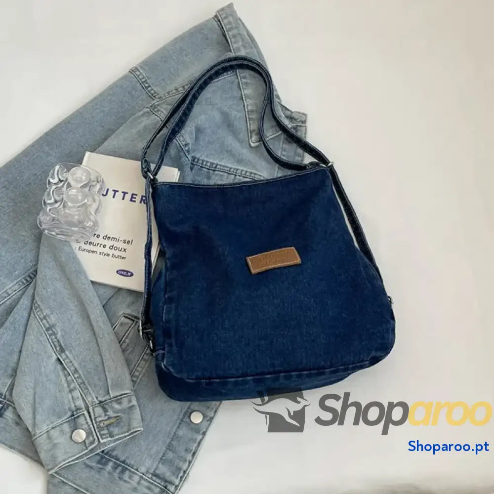 Adjustable Strap Denim Shoulder Bag