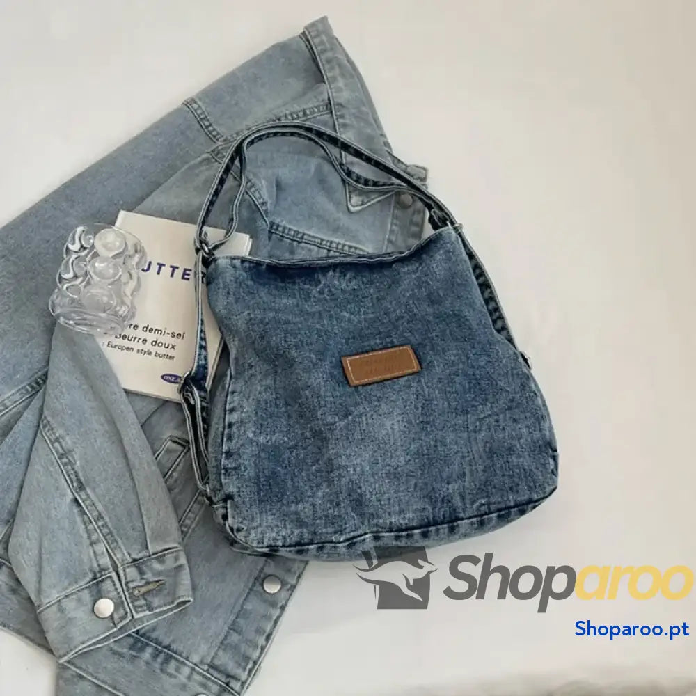 Adjustable Strap Denim Shoulder Bag