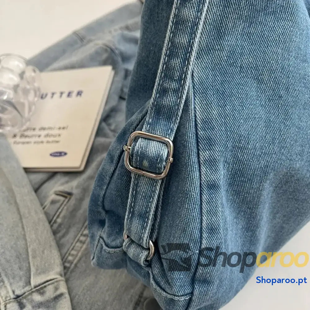 Adjustable Strap Denim Shoulder Bag
