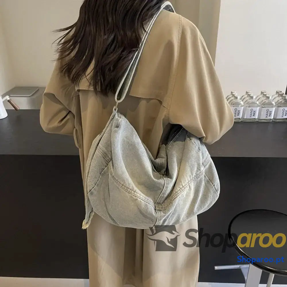 Adjustable Strap Denim Tote Bag