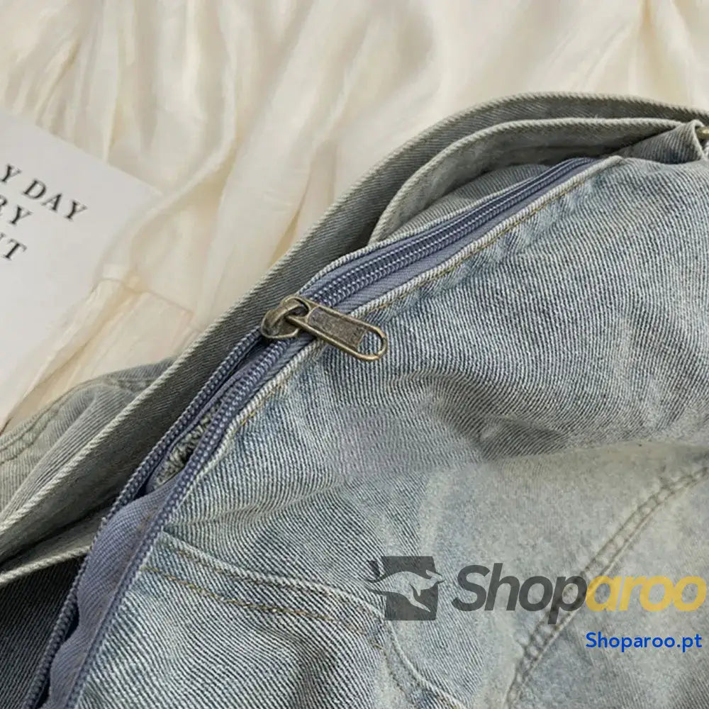 Adjustable Strap Denim Tote Bag