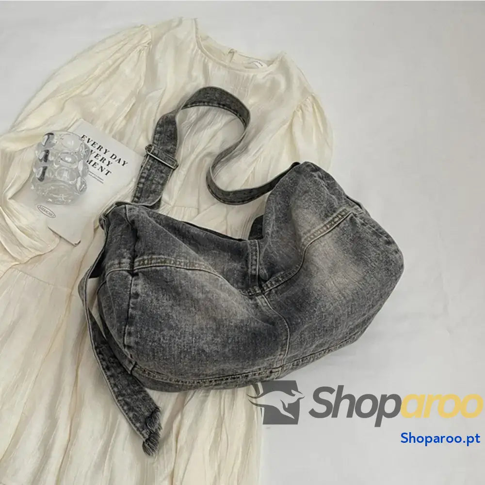 Adjustable Strap Denim Tote Bag