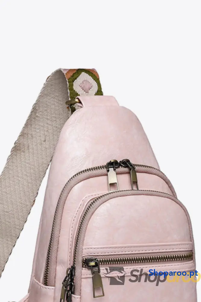Bolsa tiracolo pequena em pele PU Your Time padrão sólido