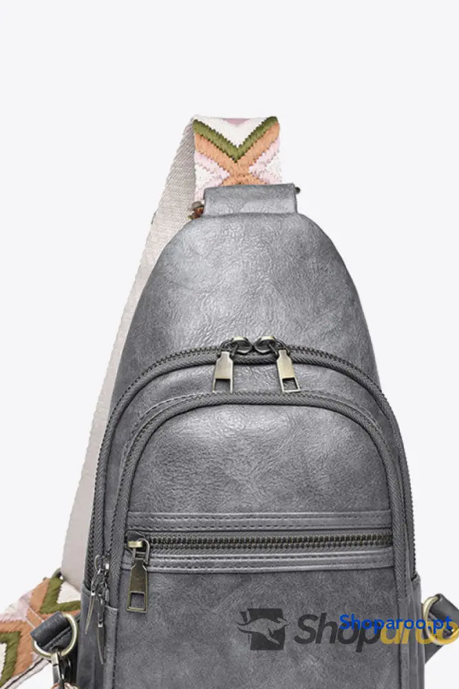 Bolsa tiracolo pequena em pele PU Your Time padrão sólido