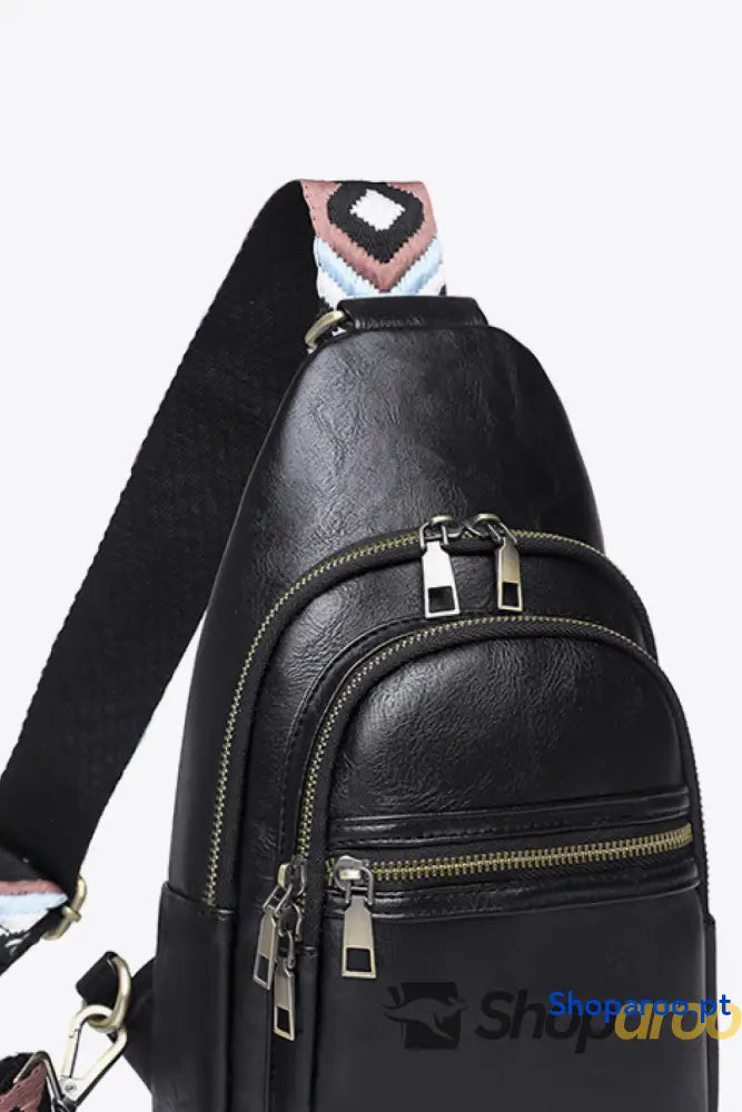 Bolsa tiracolo pequena em pele PU Your Time padrão sólido