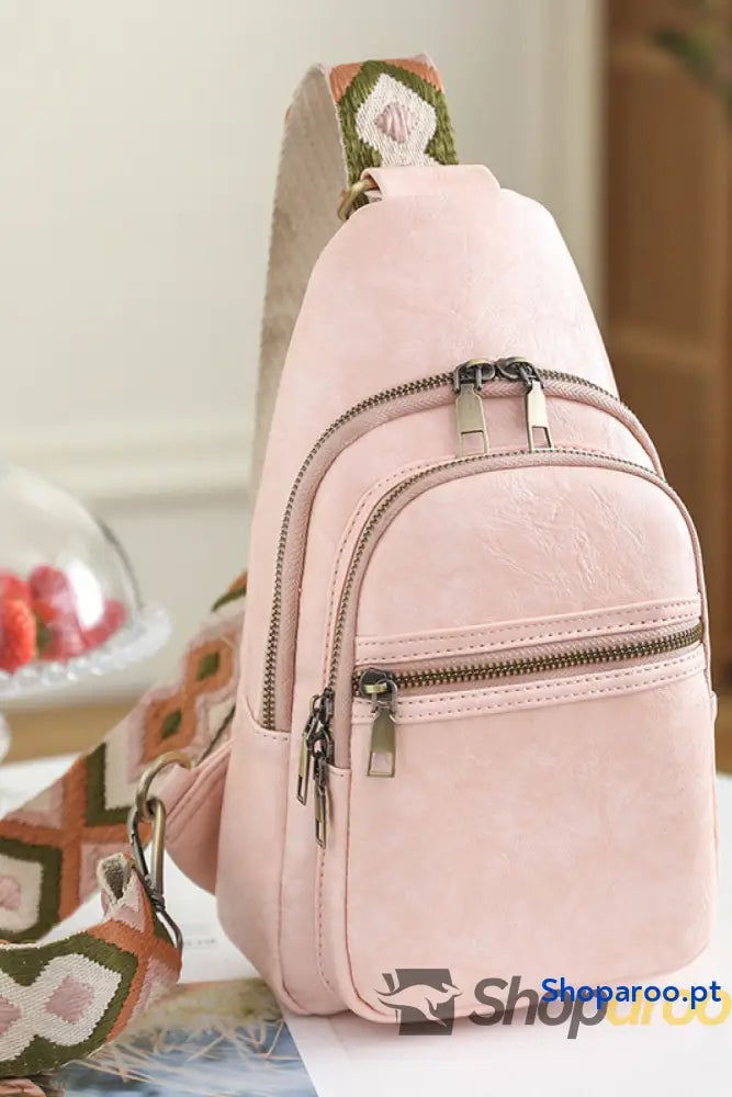 Bolsa tiracolo pequena em pele PU Your Time padrão sólido