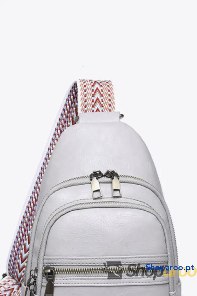 Bolsa tiracolo pequena em pele PU Your Time padrão sólido