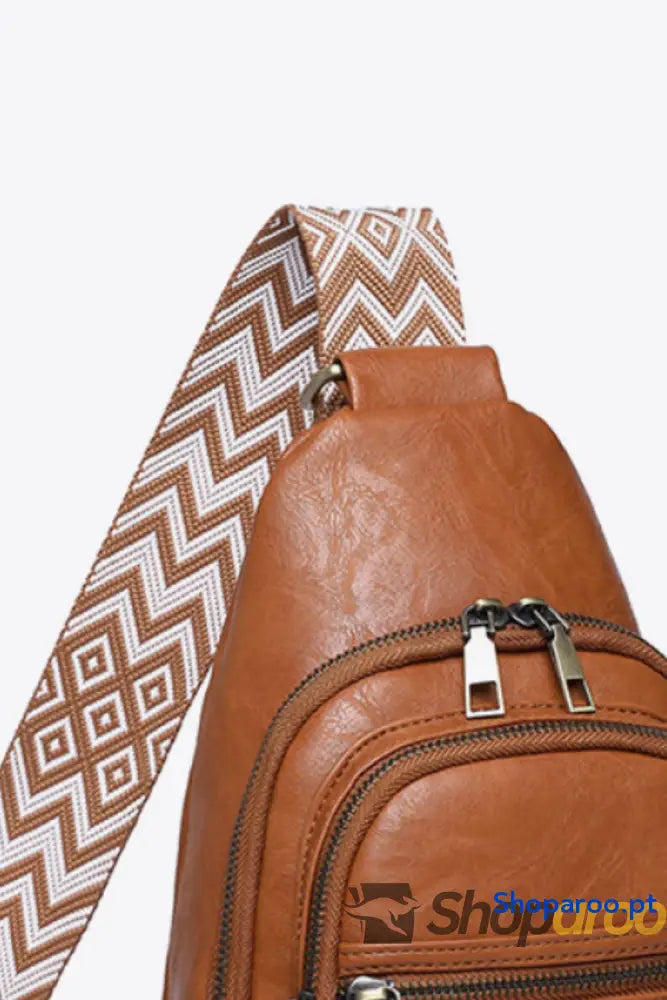 Bolsa tiracolo pequena em pele PU Your Time padrão sólido