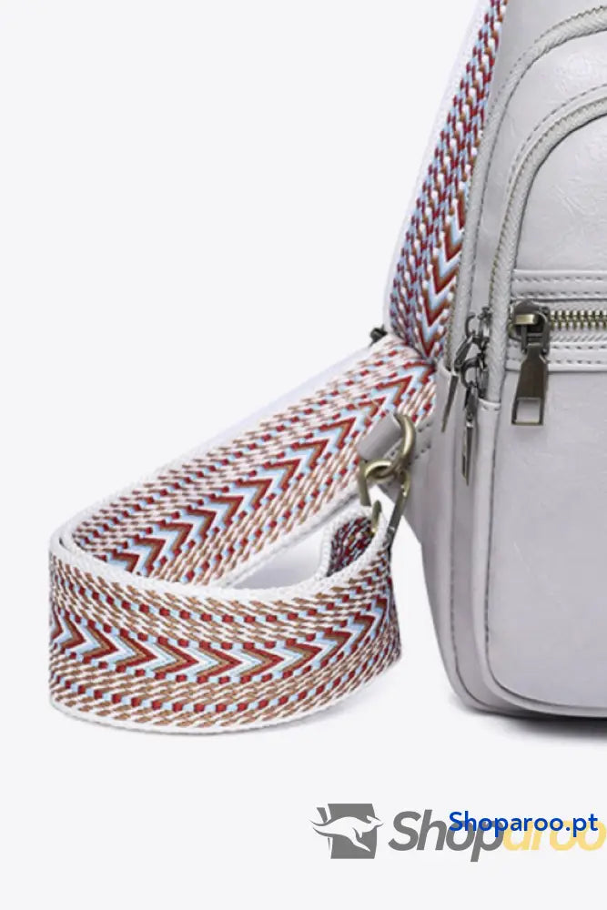 Bolsa tiracolo pequena em pele PU Your Time padrão sólido
