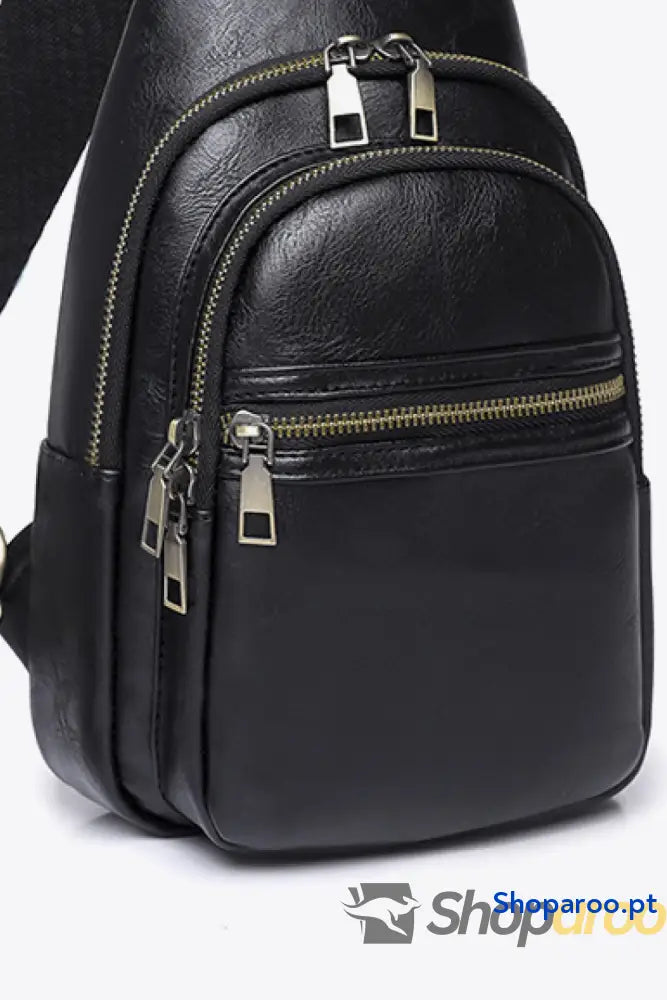 Bolsa tiracolo pequena em pele PU Your Time padrão sólido
