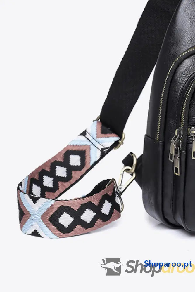 Bolsa tiracolo pequena em pele PU Your Time padrão sólido