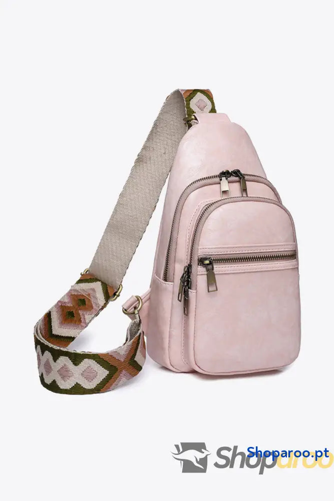 Bolsa tiracolo pequena em pele PU Your Time padrão sólido