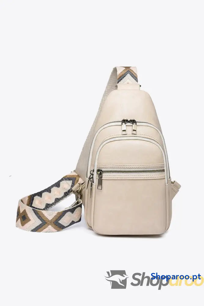 Bolsa tiracolo pequena em pele PU Your Time padrão sólido