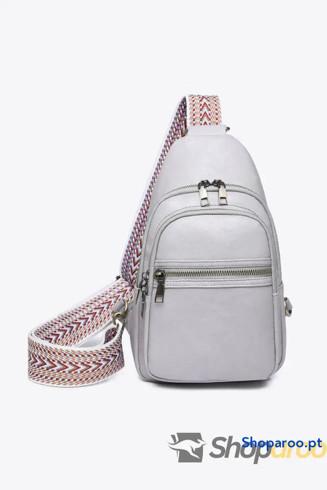 Bolsa tiracolo pequena em pele PU Your Time padrão sólido