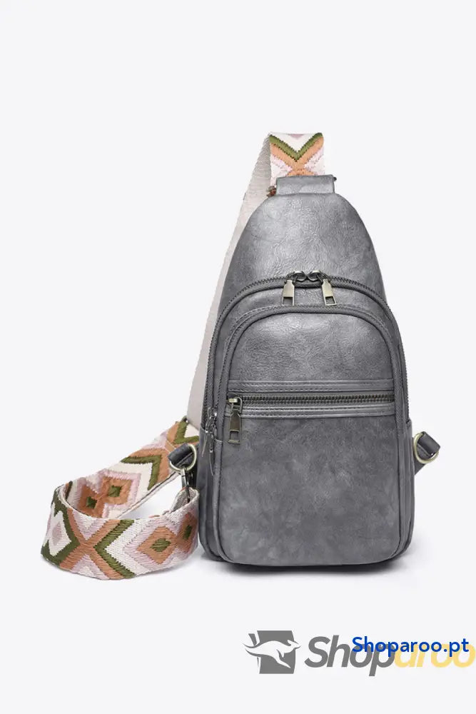 Bolsa tiracolo pequena em pele PU Your Time padrão sólido