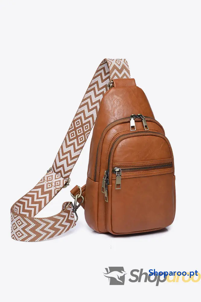 Bolsa tiracolo pequena em pele PU Your Time padrão sólido