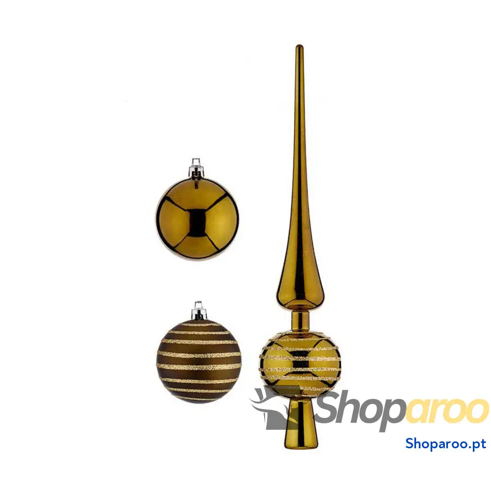 Adorno Natalício 19 Peças Decoração Suspensa Verde PVC