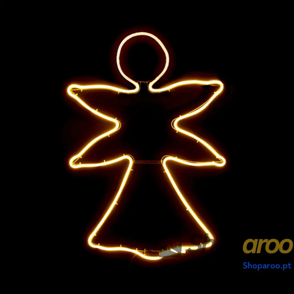 Adorno Natalício Amarelo Metal Plástico Anjo 52 x 1,5 72 cm
