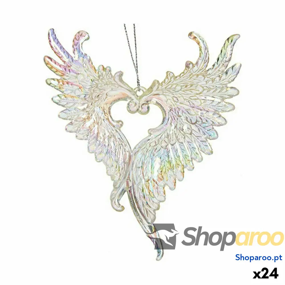 Adorno Natalício Asas de Anjo Madrepérola Plástico Purpurina 12 x 13 2,5 cm (24 Unidades)