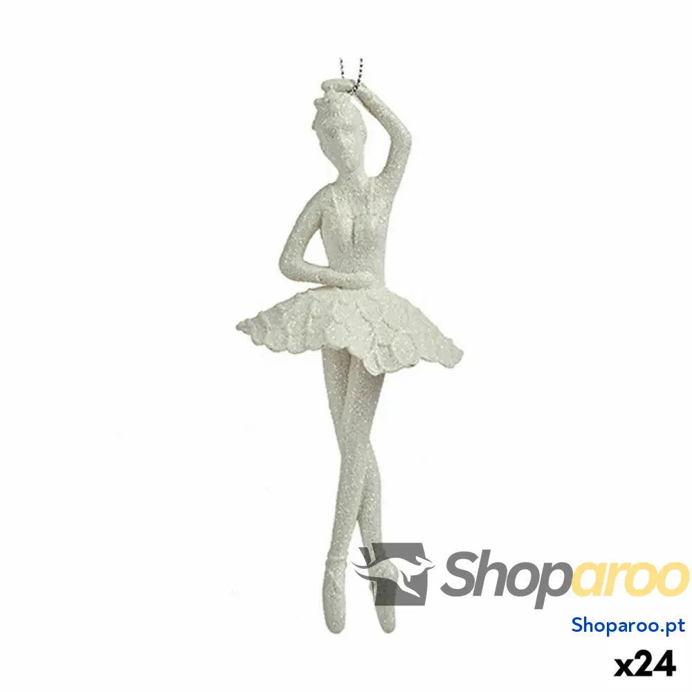 Adorno Natalício Bailarina Branco Plástico Purpurina 6,7 x 16 cm (24 Unidades)