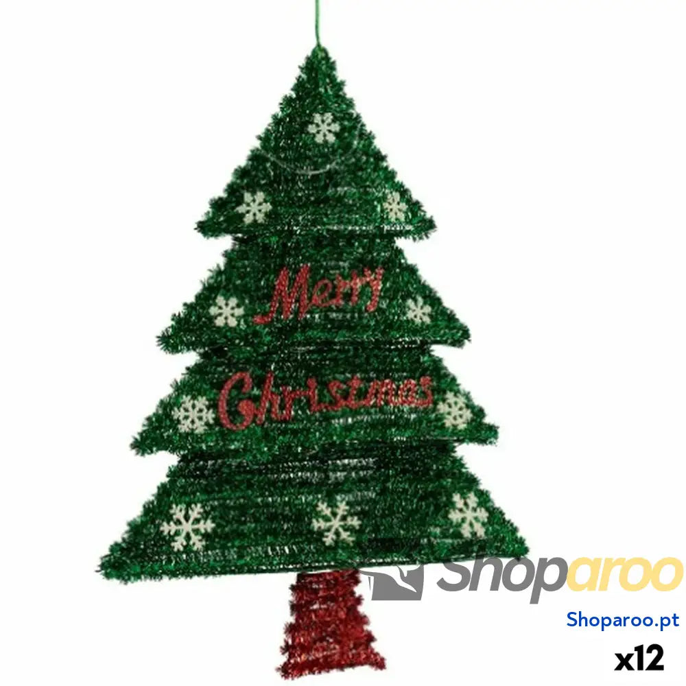 Adorno Natalício Colar Árvore de Natal Enfeite Cintilante Leve LED Vermelho Verde Polipropileno PET 44 x 58,8 7 cm (12