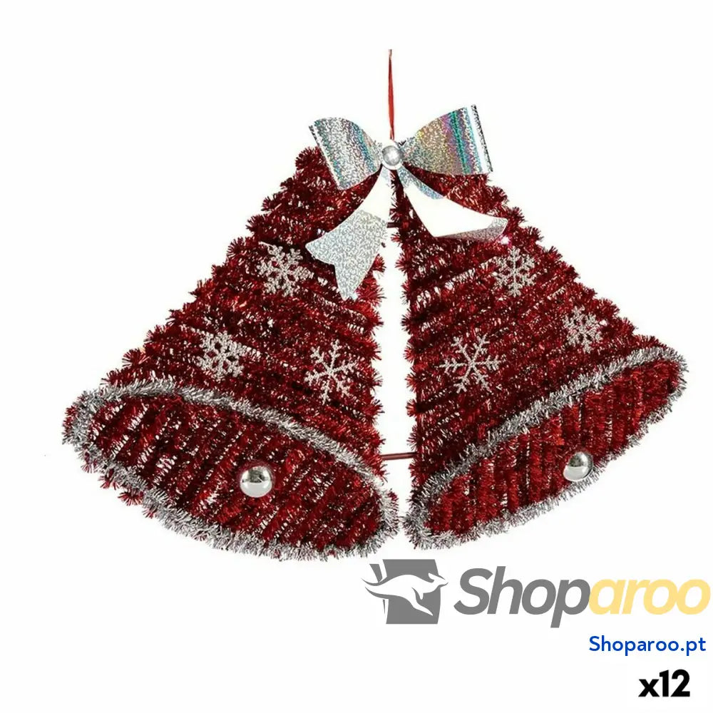 Adorno Natalício Colar Exaustores Enfeite Cintilante Leve LED Branco Vermelho 52 x 31,5 7,5 cm (12 Unidades)